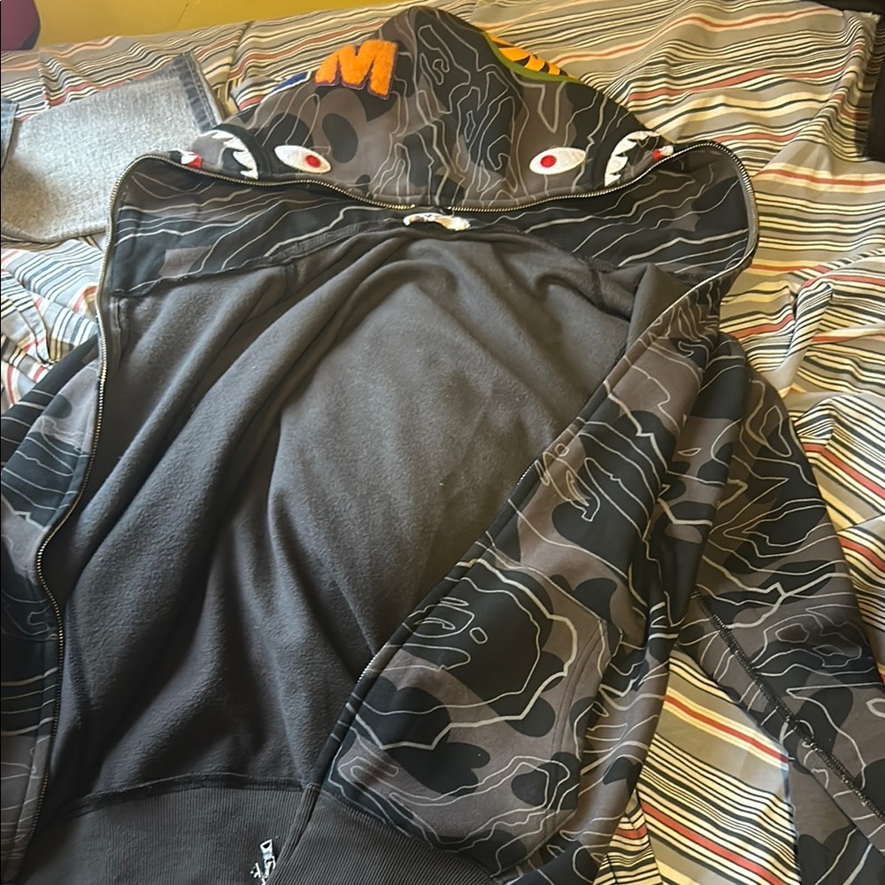 Black and Gray Camouflage bape Hoodie